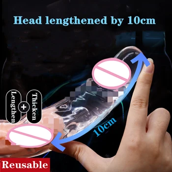 Large Penis Extension Sleeve Reusable Soft and Stretchable Delayed Ejaculation Condoms Male Dildo Extender Male Sex Toys 1