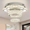 Advanced Flower Shaped Crystal Ceiling Pendant Lamp LED Stepless Dimming with Remote Control Luxury Home Decorative Lights 1