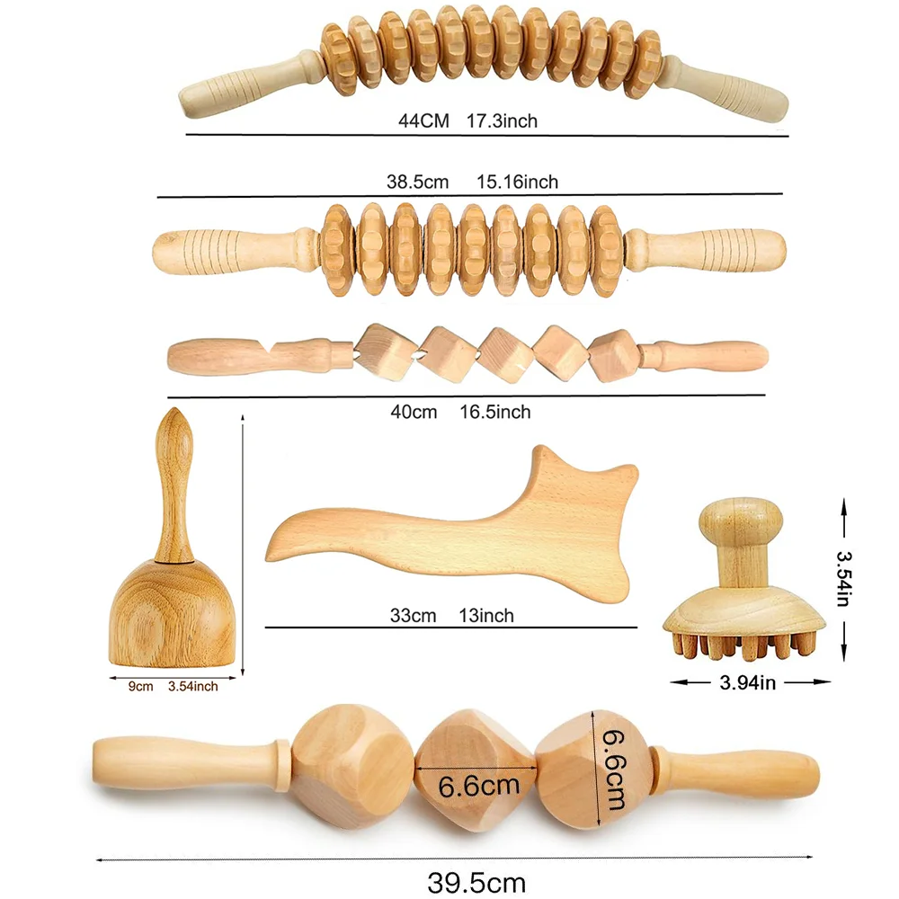 Wood Therapy Massage Tools Maderoterapia Kit Lymphatic Drainage Massager Wooden Massager Body Sculpting Tools for Anti-Cellulite