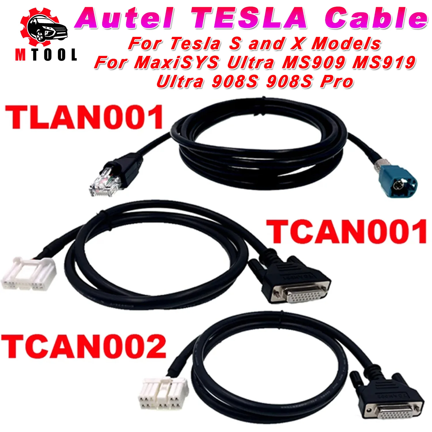 

Original Autel TESKIT for Tesla S and X Models Diagnostic Adapter Cables Work with MaxiSYS Ultra MS909 MS919 Ultra 908S 908S Pro