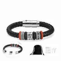 Man Leather Urns Bracelet For Human/Pet Ashes Vintage Memorial Bangle Customized Cremation Keepsake Jewelry 1