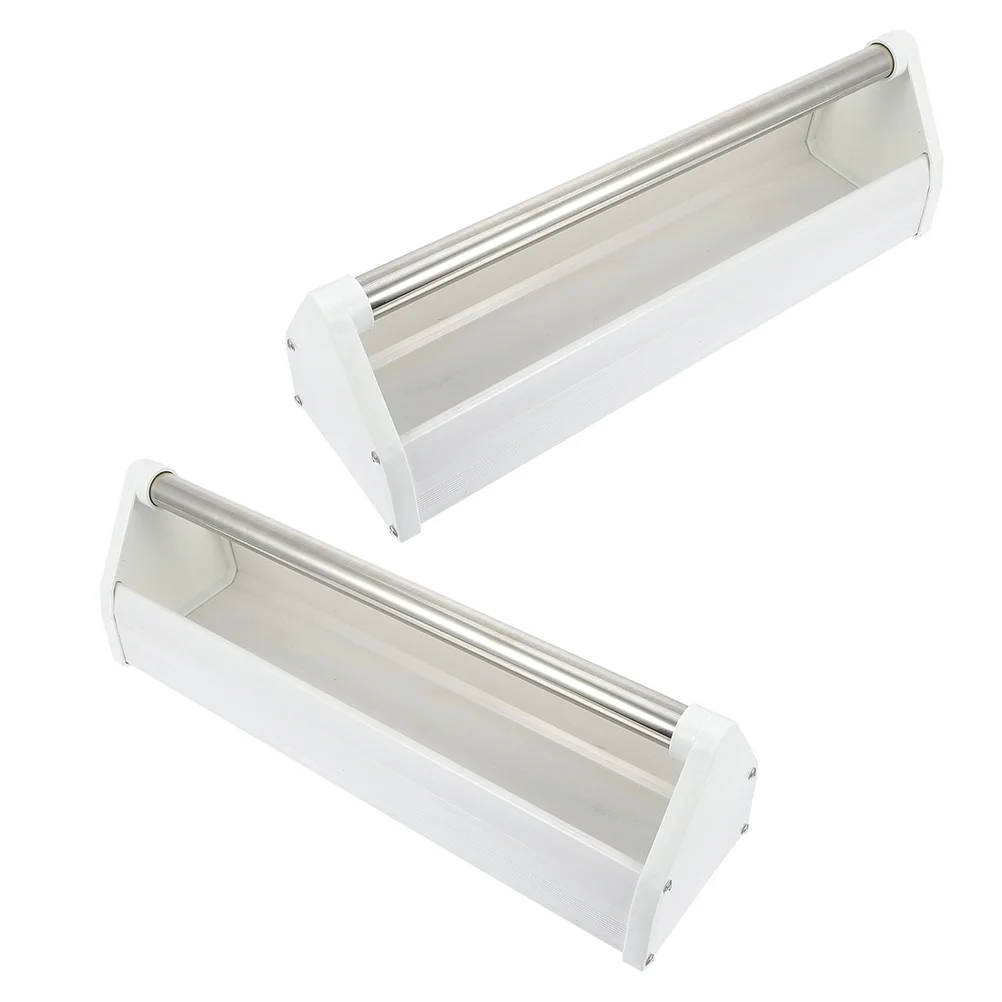 

2 Pcs Pigeon Trough Cockatiel Accessories Bird Feeder White Plastic Steel Small