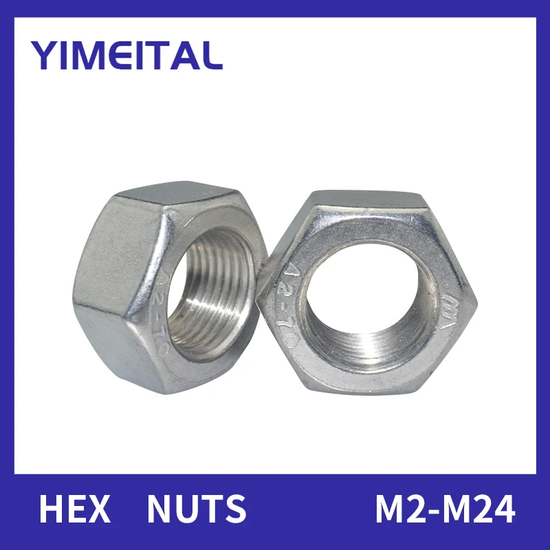 

YIMEITAL Hex Nuts M2 M2.5 M3 M4 M5 M6 M8 M10 M12 M14 M16 M18 M20 M22 M24 304 Stainless Steel Hex Nuts Metric DIN934