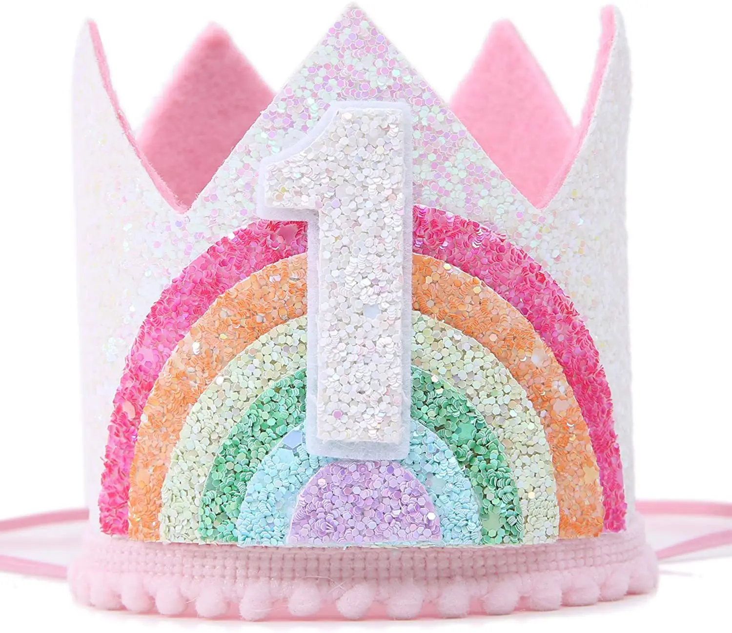 Description Picture 2 of itemFelt Rainbow Princess Girl Birthday Crown 1st 2nd 3rd Happy Birthday Party Decor Kid Girl Rainbow Unicorn Birthday Hat Babyshoer