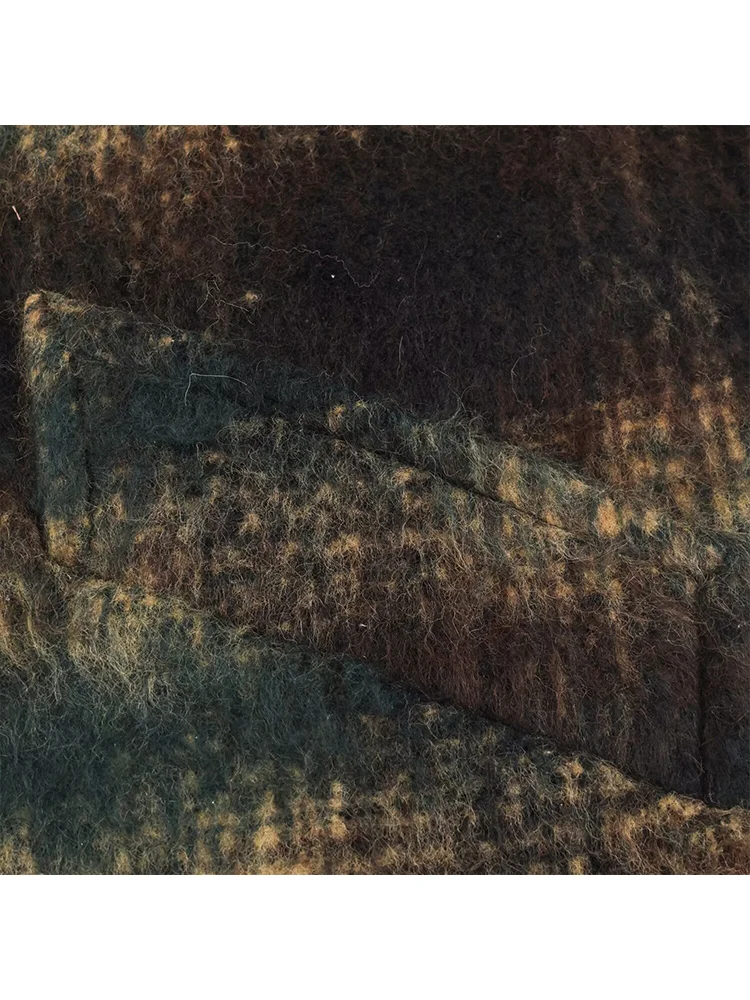 New Women's Woolen Coat 2025 Autumn/Winter Plaid Lapel Loose Fit Long Sleeve Woolen Coat Elegant Lady Commuting Warm Jacket