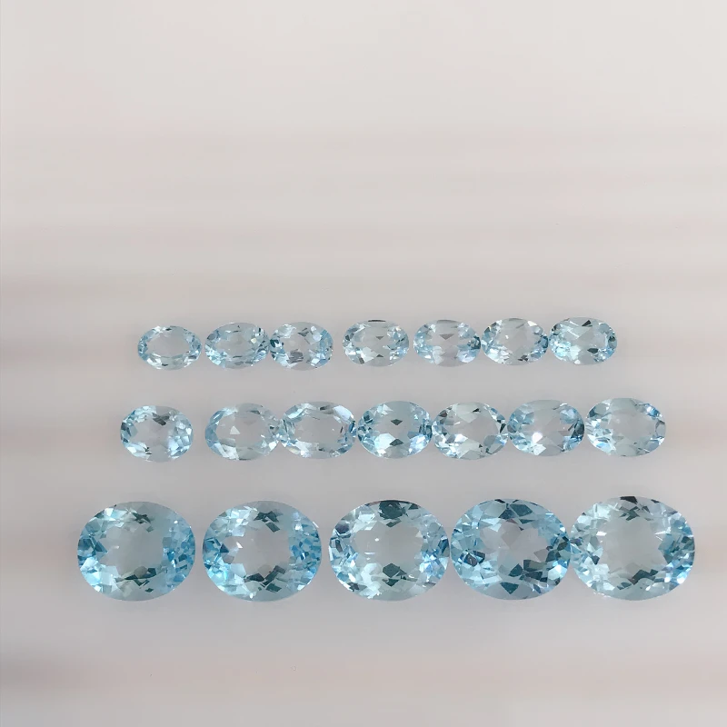 Topazio naturale di vendita caldo pietra sciolta blu cielo gemma tagliata piena di fuoco può essere personalizzato gioielli personalizzati