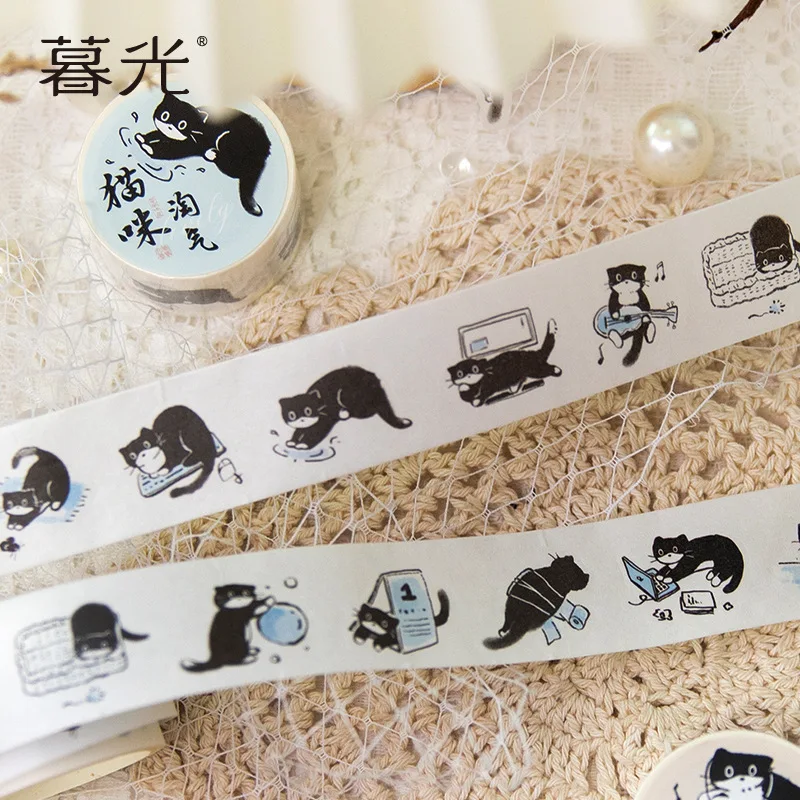 25 Mm * 2m Cartoon Black Cat Print Japanese Paper Washi Tapes Masking Tape Decorative Adhesive Tapes 3