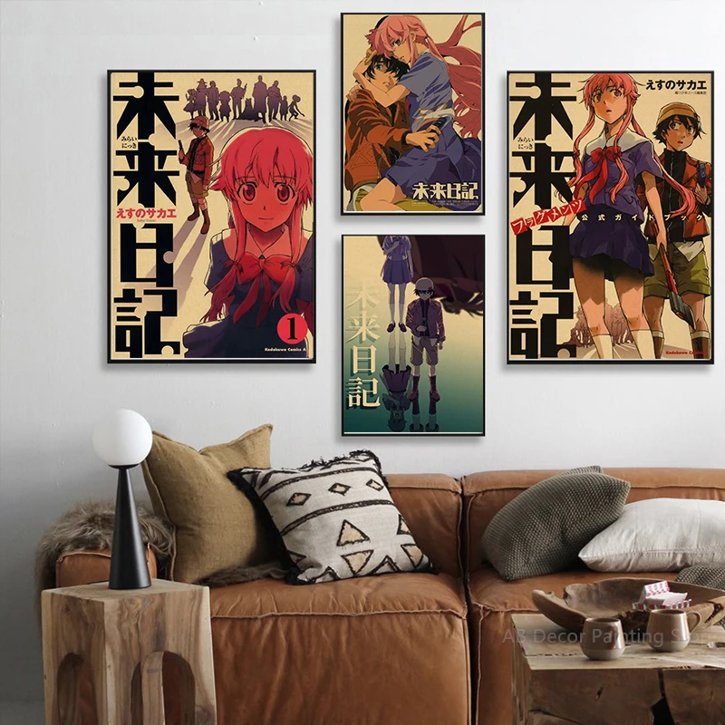 Anime Mirai Nikki Poster Kraft Paper Prints Future Diary Yuno Gasai Vintage  Home Room Cafe Bar Art Wall Decor Aesthetic Painting - AliExpress