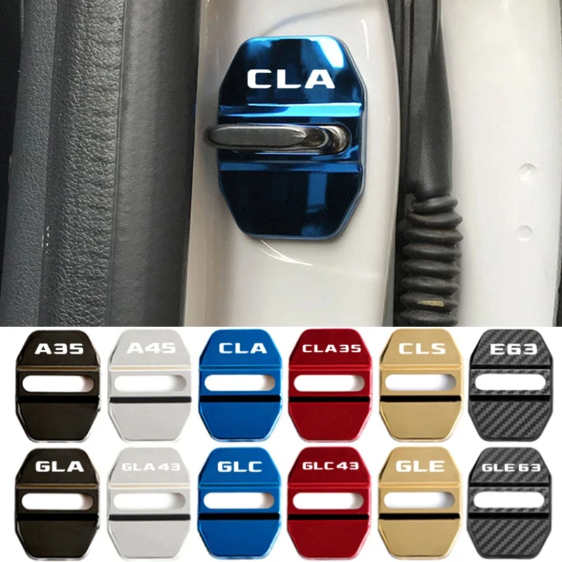 4Pcs Car Repack Door Lock Decorazione Copertura Per Mercedes Benz Amg C43 C63 C180 C200 A35 A45 Cla Cls Gla Glc Gle Accessori Per Auto