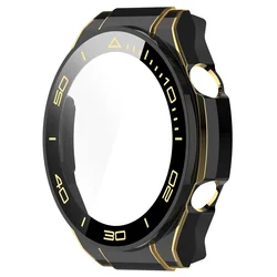 Huawei Watch Ultimate Shell: 2 - in - 1 Protective Case with Tempered Glass Screen Protector for Huawei Ultimate (02 black gold)