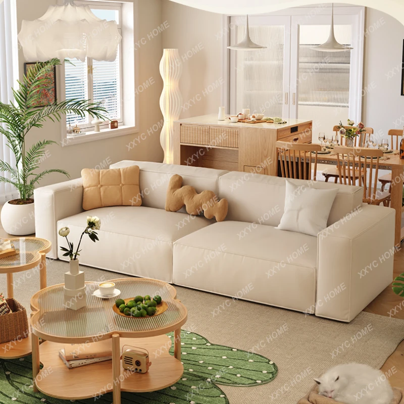 

Tofu Block Sofa Living Room Nordic Cream Style Small Apartment