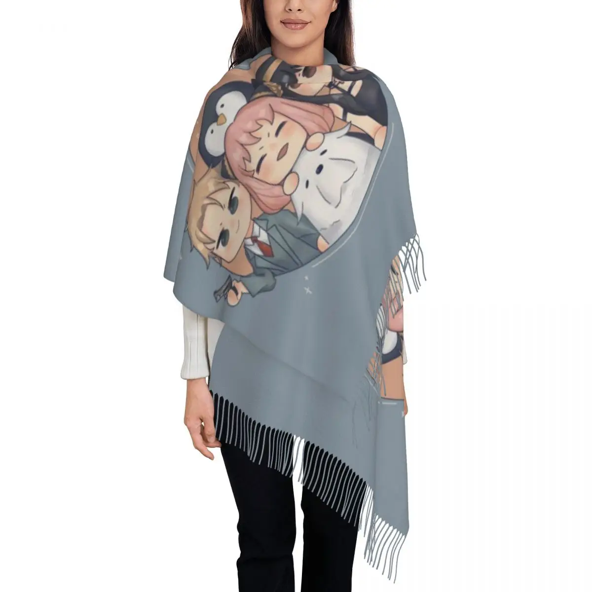 

Spy X Family Forger Tassel Scarf Women Soft Anime Manga Shawl Wrap Lady Winter Scarves