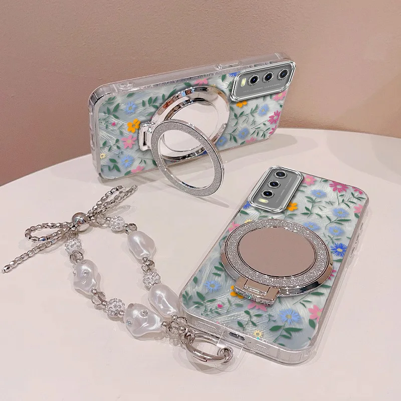 3-Piece Cute Flower Phone Case Set with Lanyard and Stand