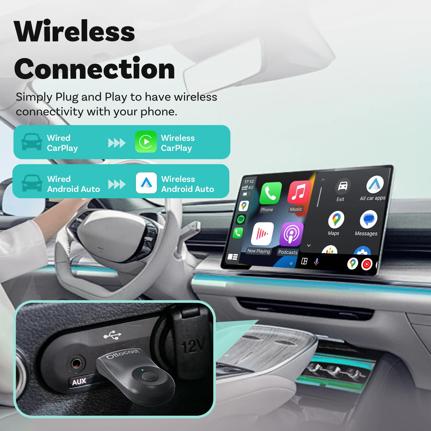 カーオーディオ Ottocast mini 2 Amazon.com: OTTOCAST Mini 2, 2 in 1 Wireless Carplay Adapter