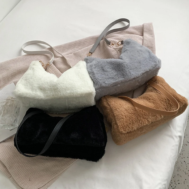 

New Arrival 2024 Hot Sale Y2K Fluffy Crescent Hobo Bag Cute Furry Shoulder Bag Women's Trendy Plush Fashion Handbag & Purse Bags