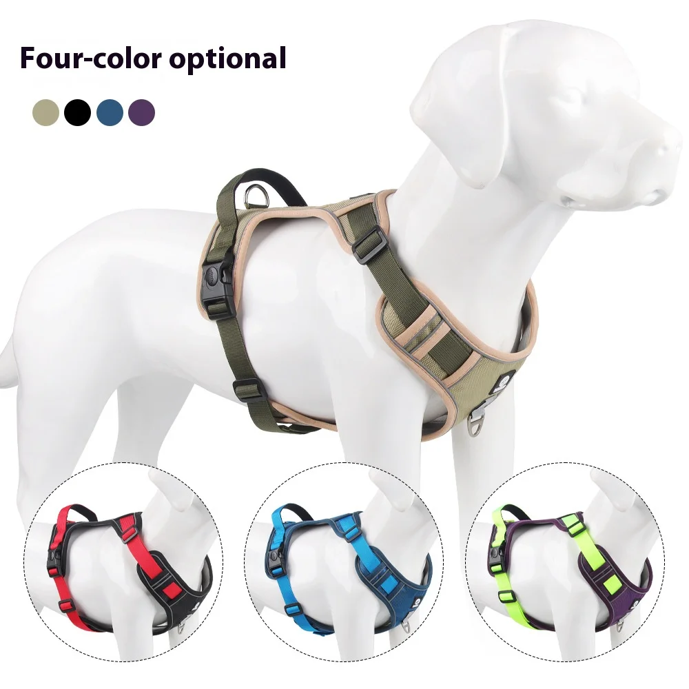 Reflective Adjustable Dog Harness for Medium Large Dog Labrador Army Oxford Cloth Training Vest Walk Comfortable Durable