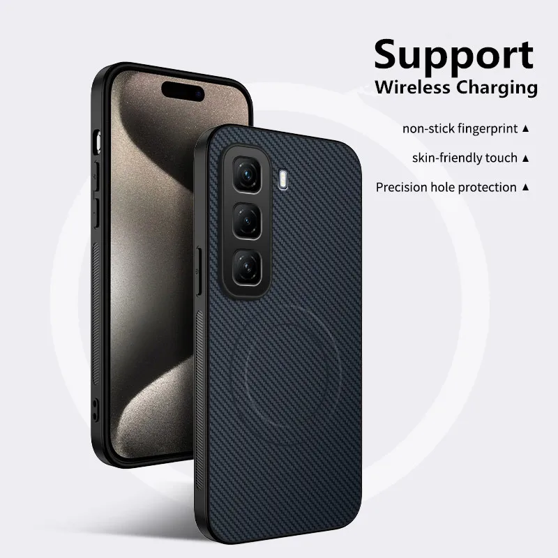 Premium Magnetic Wireless Matte Carbon Fibre Phone Case - Anti-Fall & Durable Hard Cover