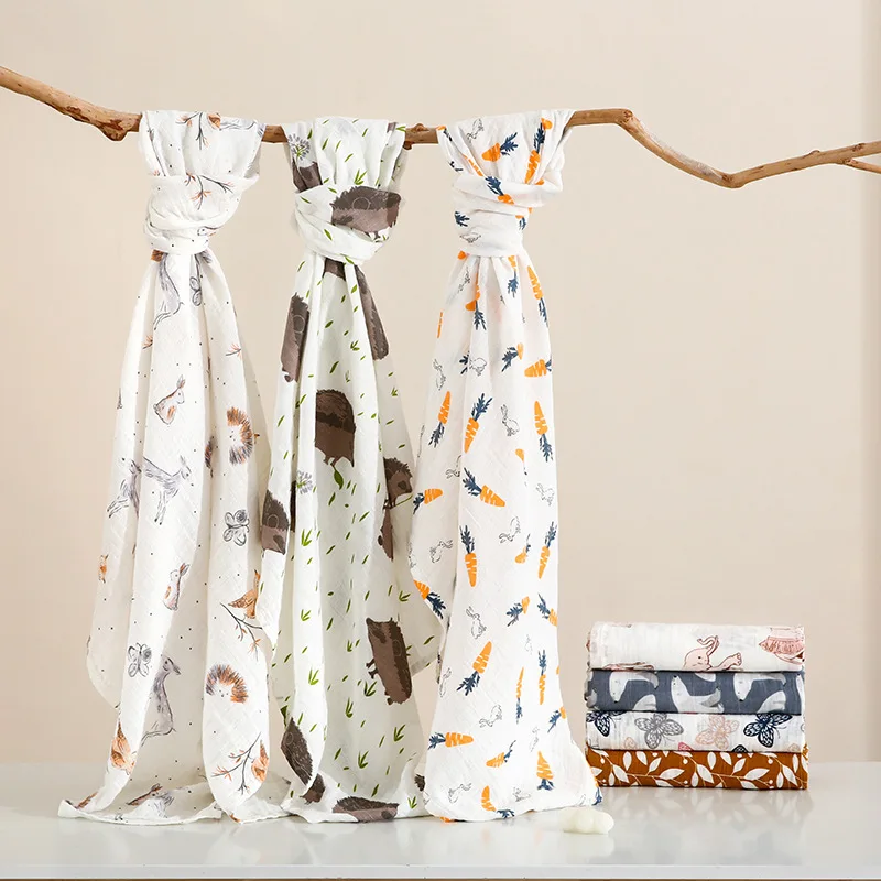 Summer Baby Quilts Linen Newborn Blankets 120*110cm Infant Boy Girl Stroller Nursery Quilts