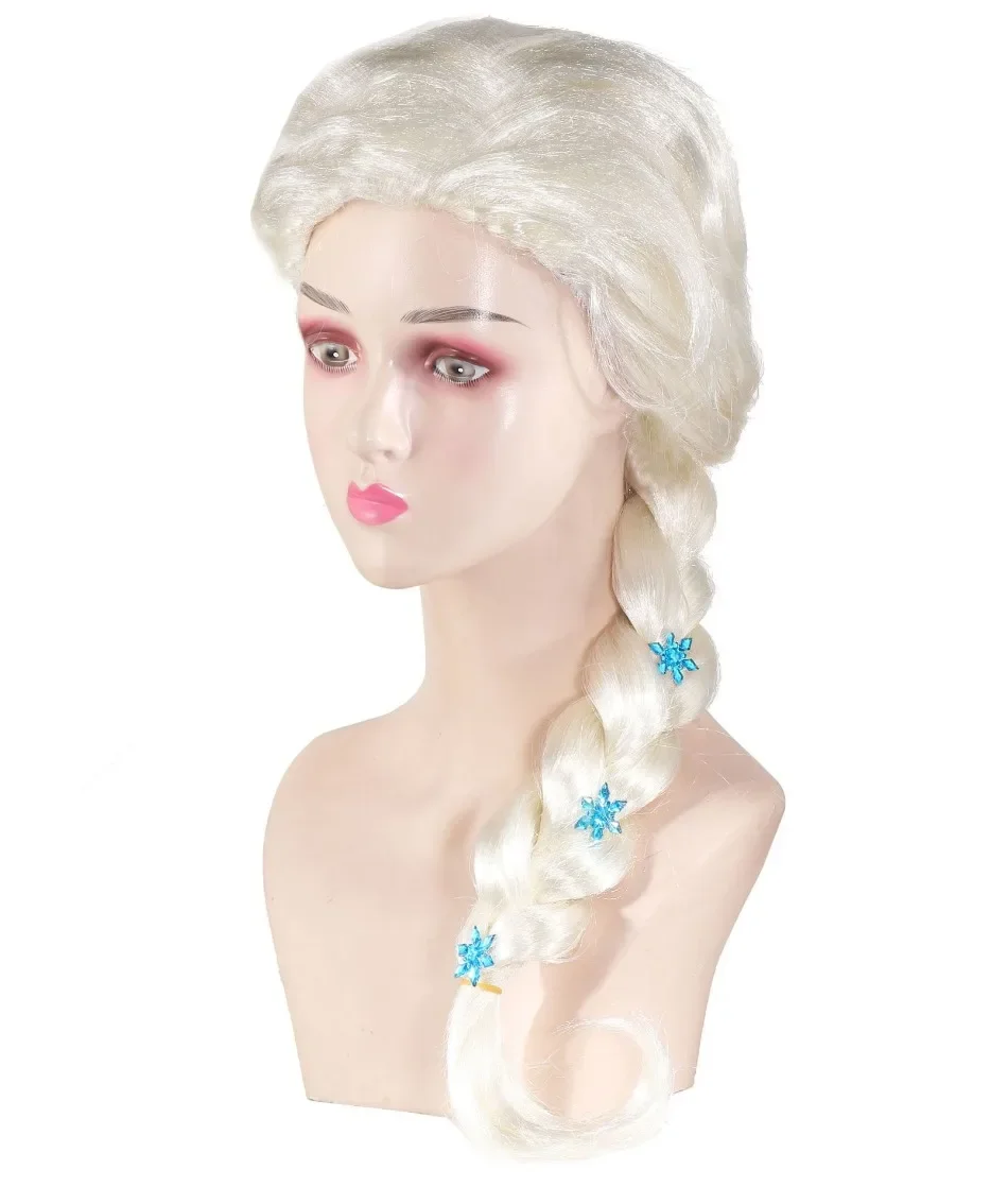 Princess Girls Elsa Cosplay Wig Cute Snow Queen Dress Up Briad Elsa Hair Cosplay Wigs Halloween Carnival Purim Masquerade Party 3