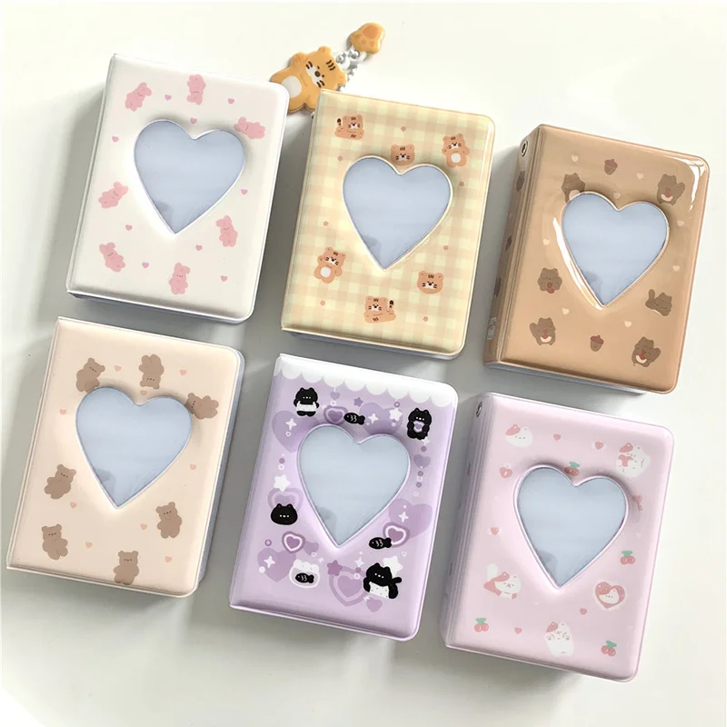 

Cute Love Heart Photo Album 3 Inch Photocard Holder Idols Cards Collect Book 40 Pockets Mini Kpop Card Binder Name Card Storage
