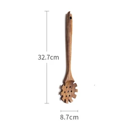 Premium Natural Teak Wood Cooking Utensil Set with Holder - Perfect (D)