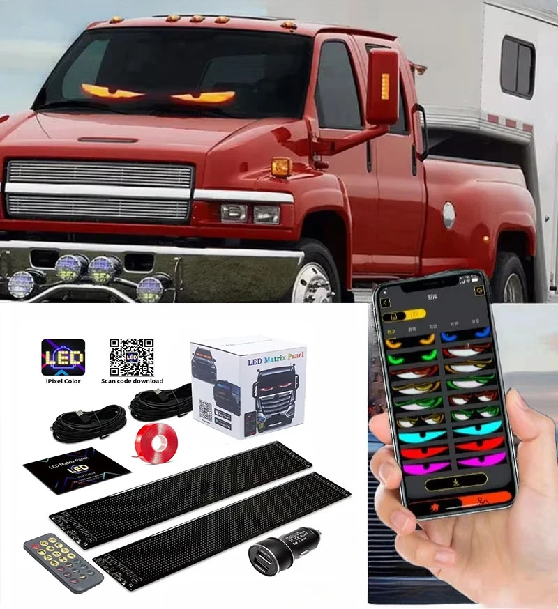 2 in 1 LED Matrix Pixel Panel Display Screen Flexible RGB Car Graffiti Scrolling Text Animation Shop Reminder Light Bluetooth led display light,led panel,led light