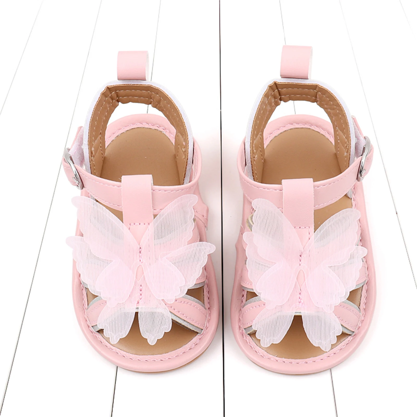 Baby Girls Sandals Summer Kids Beach Shoes Cute 3D Butterfly Flat Shoes Soft Non-slip Sole Toddler First Walker Prewalker