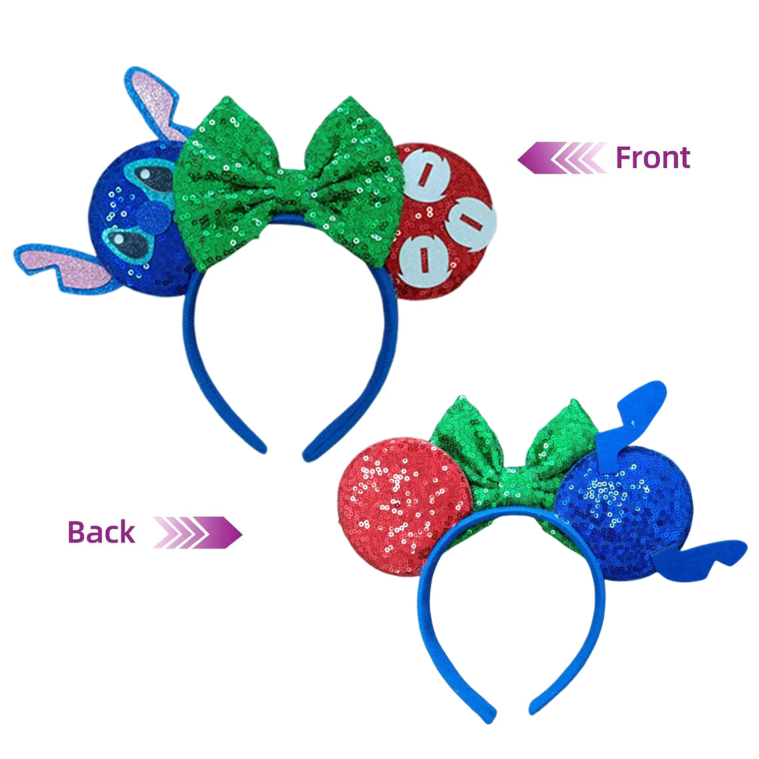 New Mickey Mouse Ears Headbands Women Kids Party Hair Accessories Lilo Stitch Headband for Girls Kids Sequins Bow Hairbands 5