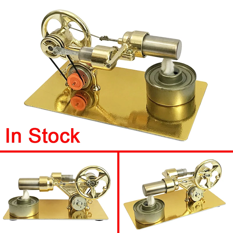 Motor Stirling Educativo Con Bombilla - Kit De Ciencia, Convierte Energía Térmica En Mecánica, 16x8 Cm