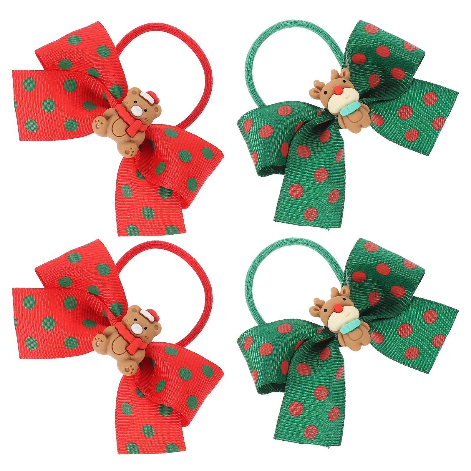 

4pcs Christmas Hair Ties Ponytail Hair Rings Bows Hair Scrunchies Hair Elastic Bands