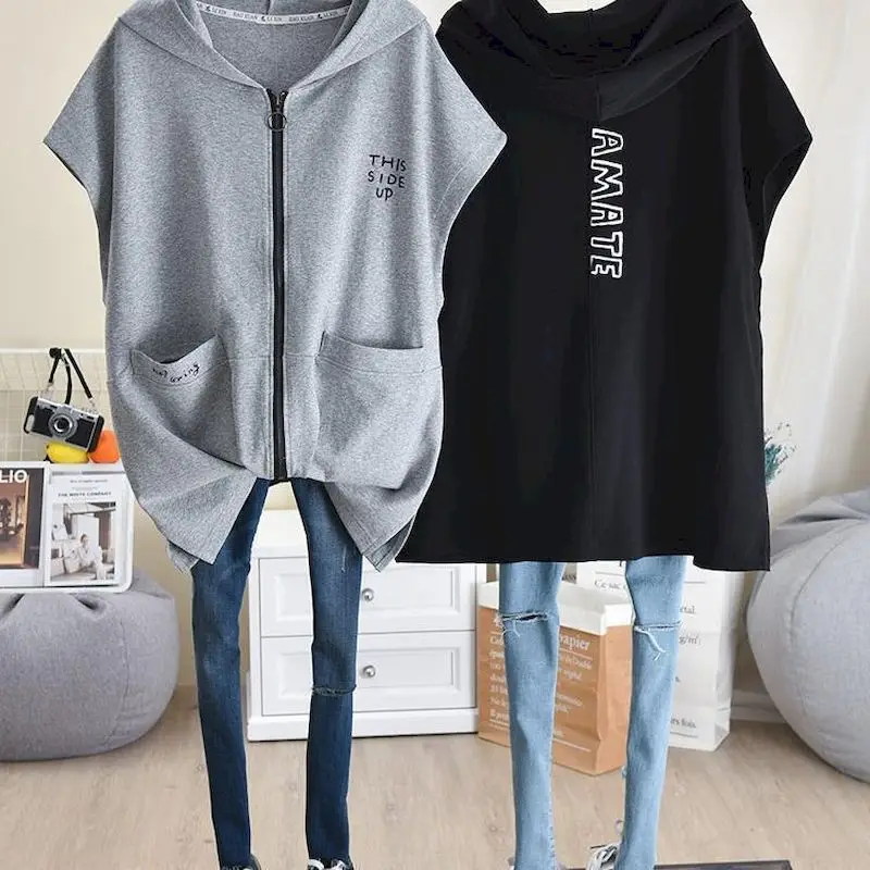 Sleeveless Zip Hoodie Womens | Sleeveless Hoodie Zipper Women - Oversized  Hoodies - Aliexpress