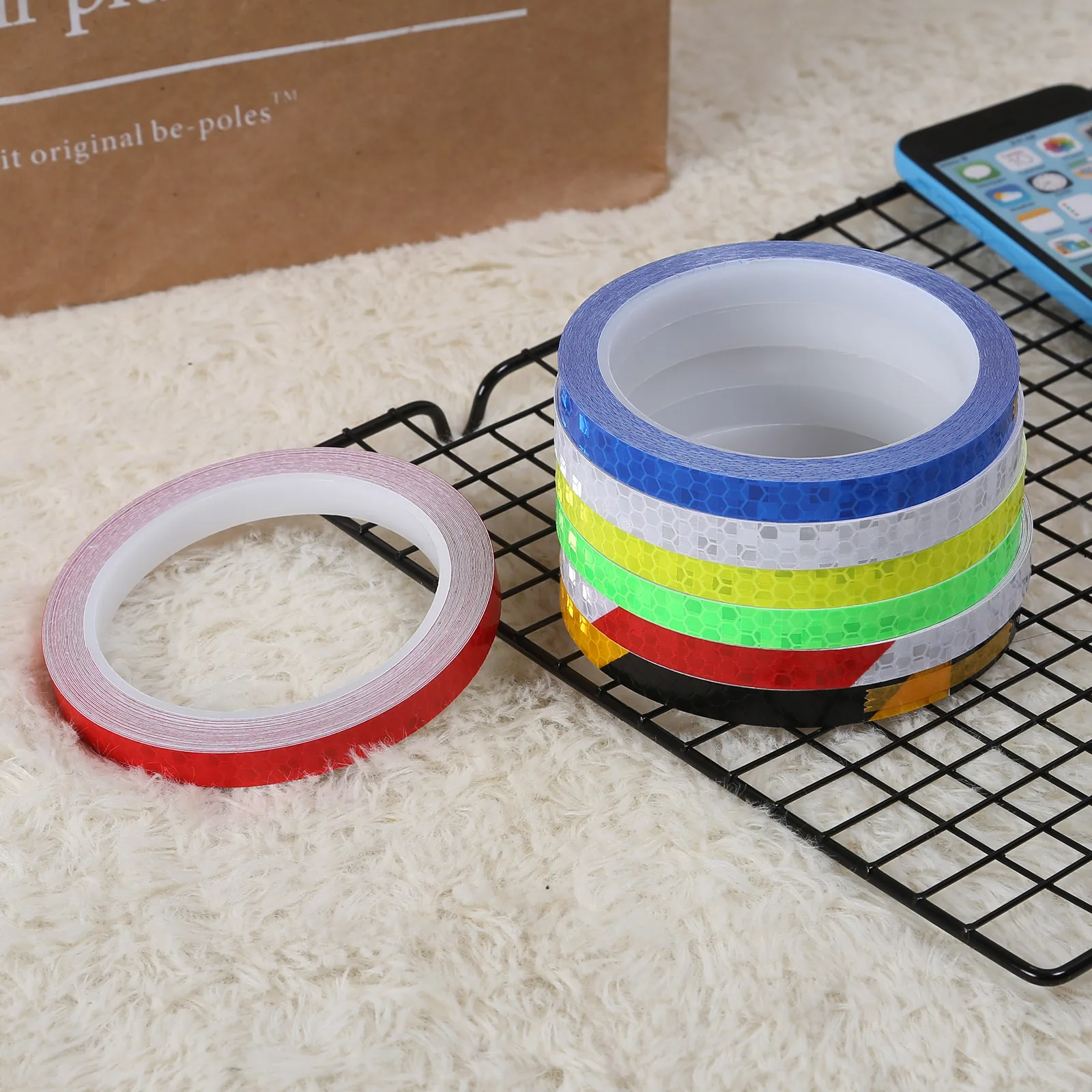 1cmx8m Bike Reflective Stickers Cycling Fluorescent Reflective Tape MTB Bicycle Adhesive Tape Safety Decor Sticker Accessories