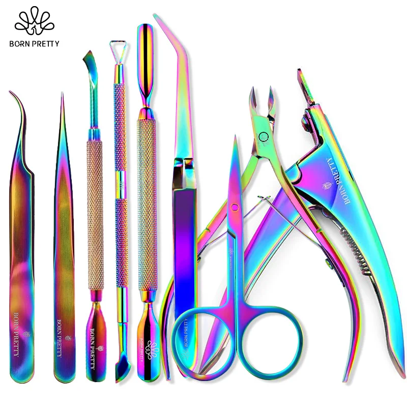 Born Pretty Nail Cuticle Pusher Nails Nipper Clipper Pinzette Edge Cutter Dead Skin Remover Scissor Manicure Pedicure Nail Tool