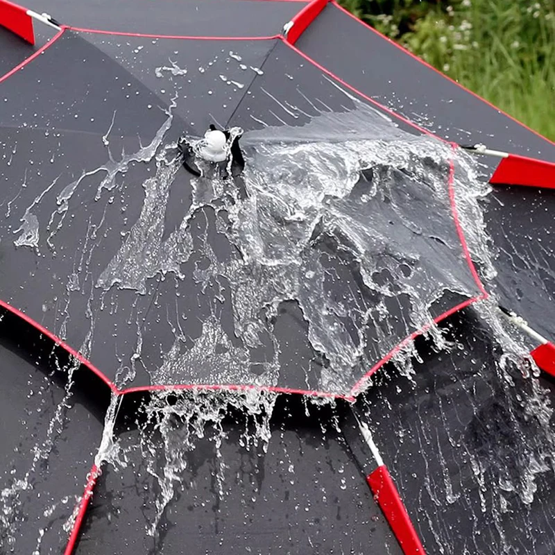 2.0-2.2M Fishing Umbrella Parasol Double-Layer Sunshade Windproof Waterproof Outdoor Camping Stand Umbrella with Ground Insert fold parasol