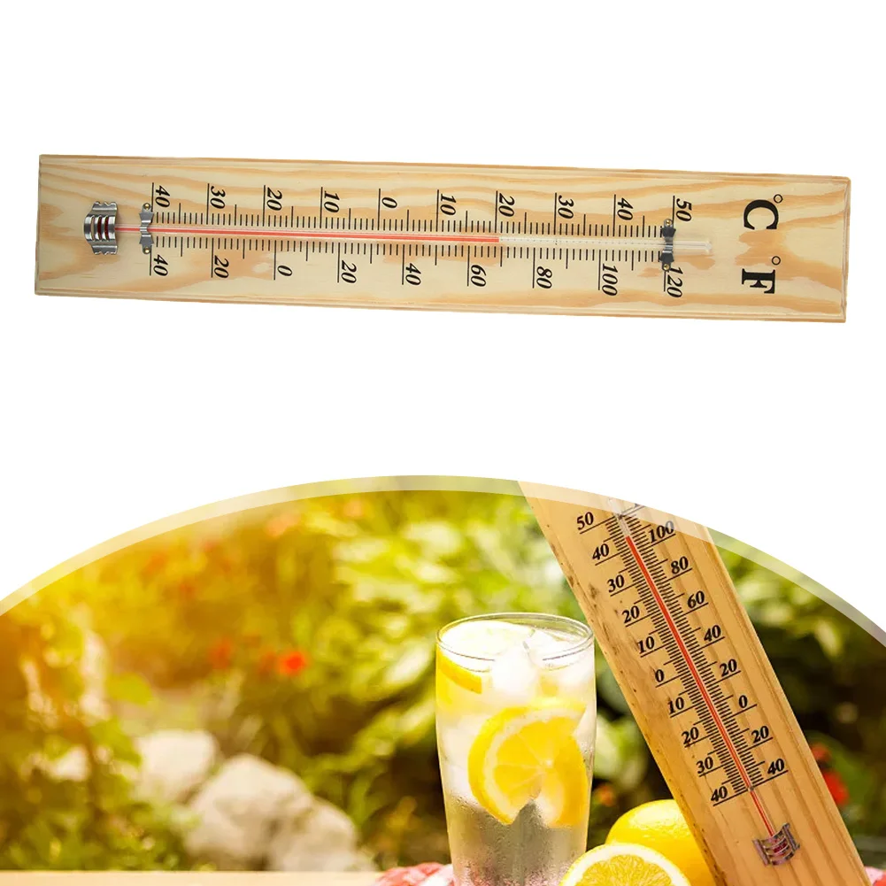 

Tool Wooden Thermometer Outdoor Wooden 40cm X 7cm X 1cm Garden Décor Pine + Red Kerosene Thermometer Exquisite