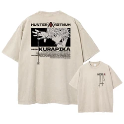 Vintage Kurapika Graphic Print Oversized Washed Cotton T - Shirt - S (Khaki1)