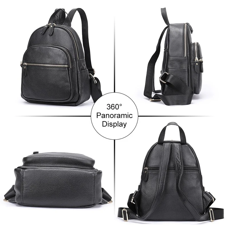 Genuine Leather Backpack for Women Cowhide Small Daypacks For Girls SchoolBag Outdoor Traveling Commute Large Capacity Backpack