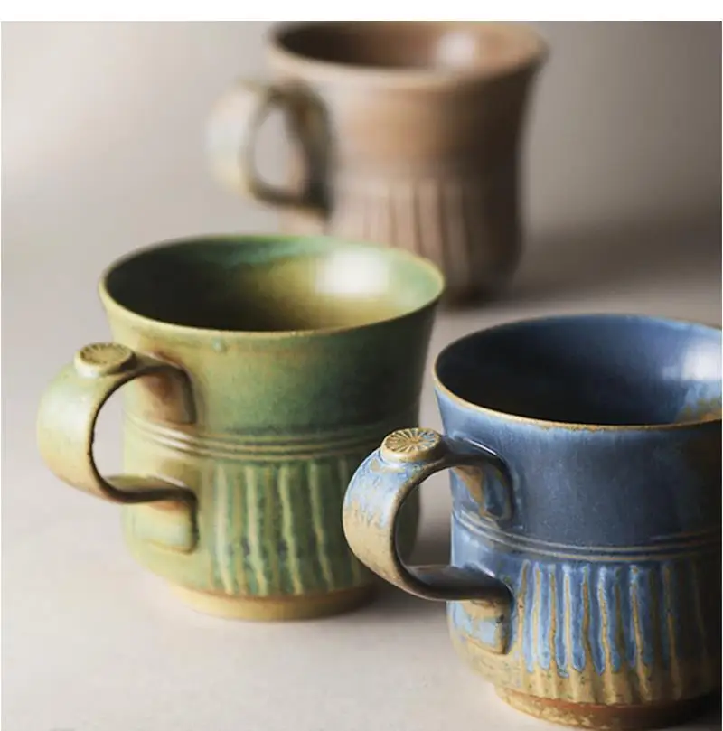 

Japanese Retro Ceramic Coffee Cup Office Cup Single Tea Cup Home Mug with Lid Tea Cup Holder Living Room Tea Set Decoration