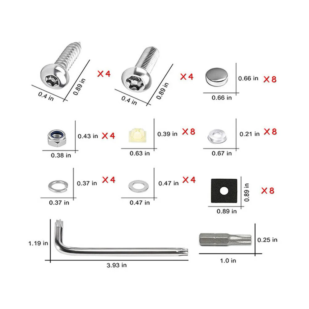 Car Anti Theft License Plate Screws License Plate Security Screws For Fastening Frame Cover Bolts Exterior Accessories 1 Set