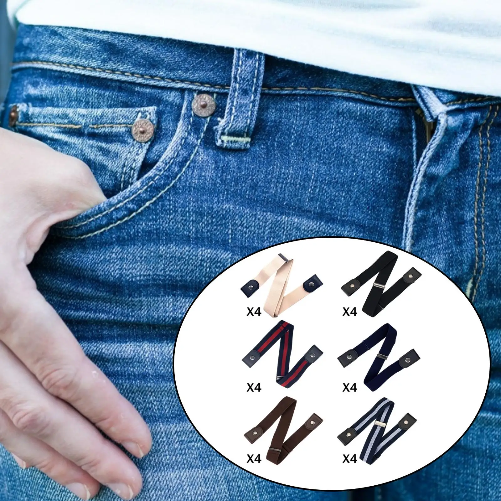 Buckle Adjustable Unisex Belt, Invisible Elastic No Hassle Waistbands Jeans Pants Straps