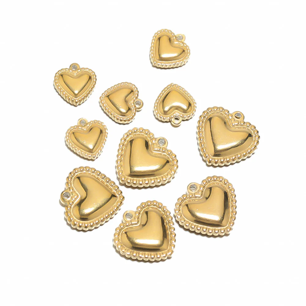 

10pcs Stainless Steel Gold Plated 10mm/15mm Charm Heart Pendants For DIY Love Jewelry Making Necklace Bracelet Findings Gifts