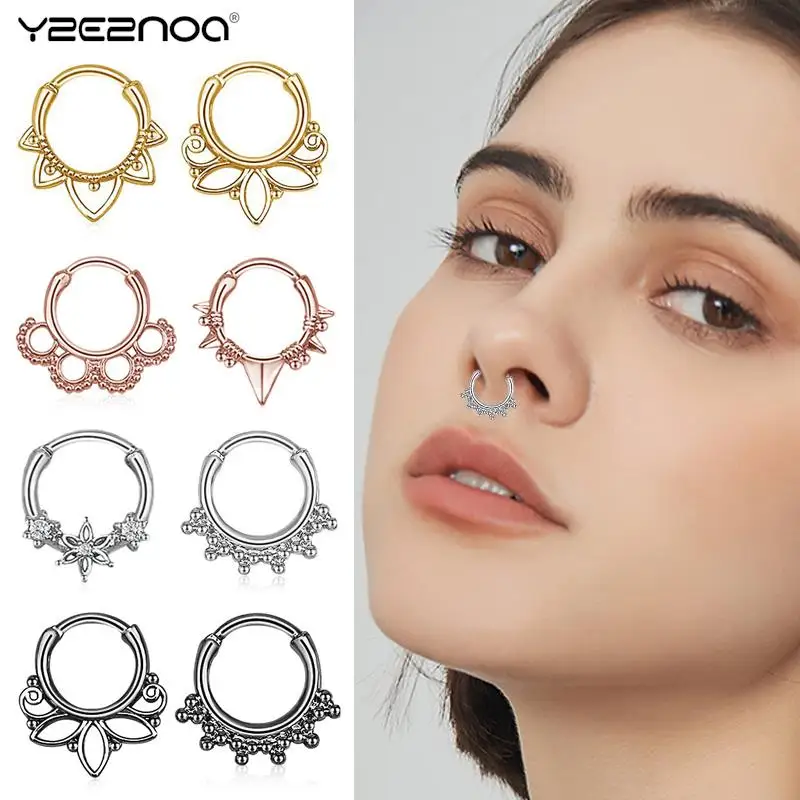 Anelli Al Naso In Pietra Di Cristallo Clicker In Acciaio Inossidabile Piercing Al Setto Finto Reale Clicker 10Mm Gioielli Piercing All'Elica Dell'Orec