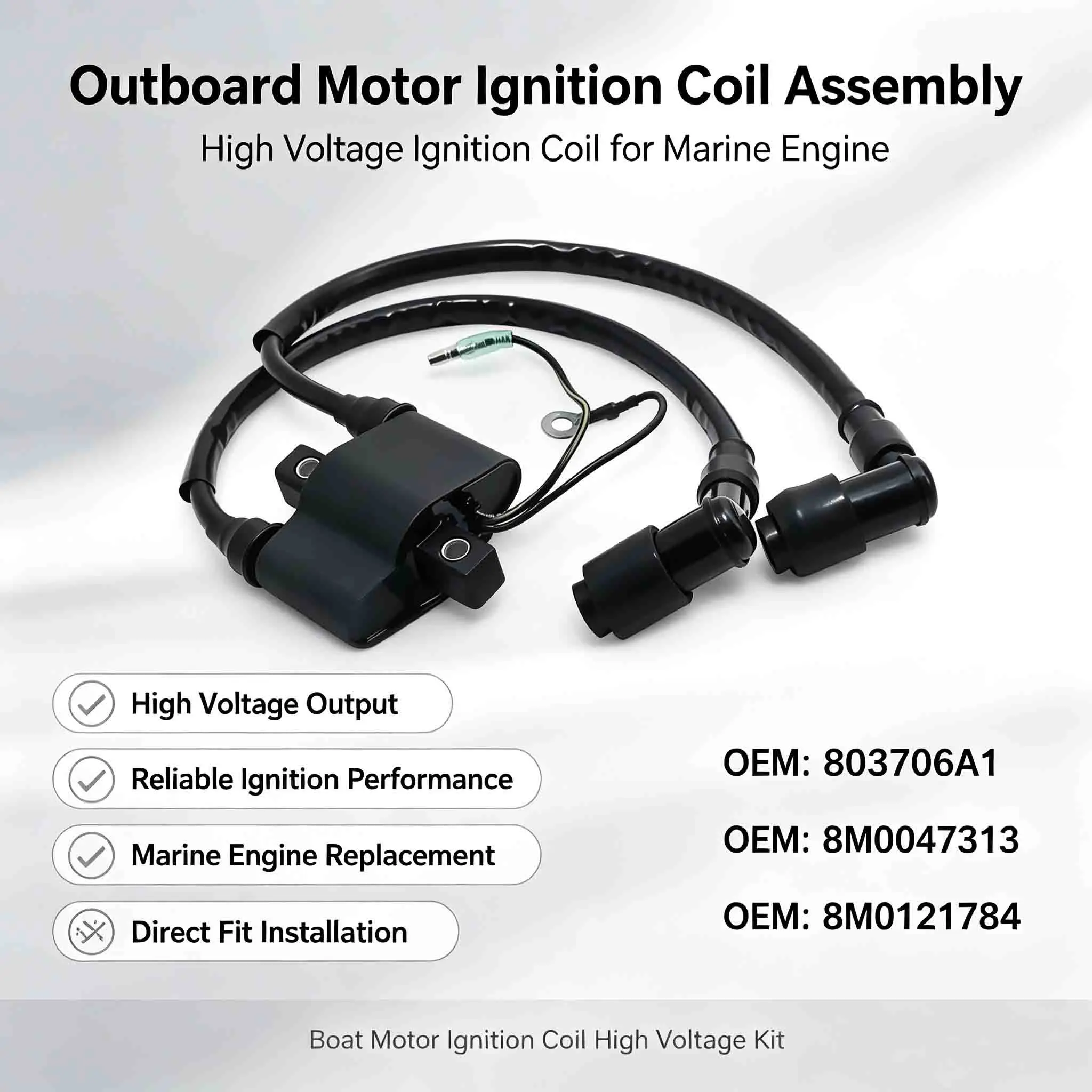 Outboard Motor Boat Ignition Coil High Voltage Package For Mercury 15HP 18HP 0N001590 THRU 0N055284 8M0121784 8M004731 803706A1