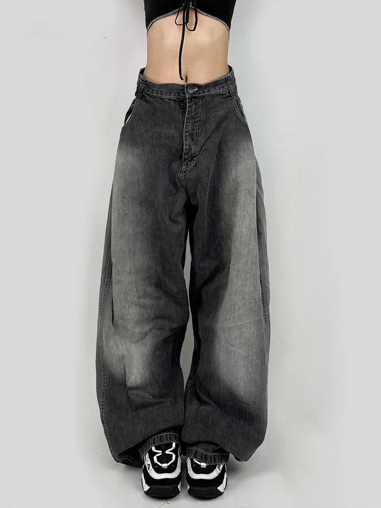 Женские Мешковатые джинсовые брюки-карго с высокой талией и широкими штанинами, уличная одежда, джинсы оверсайз в стиле Харадзюку y2k, винтажные джинсы для мам, в Корейском стиле брюки багги houzhou мужские джинсовые черные широкие штаны джинсы карго оверсайз уличная одежда в корейском стиле хип хоп харадзюку