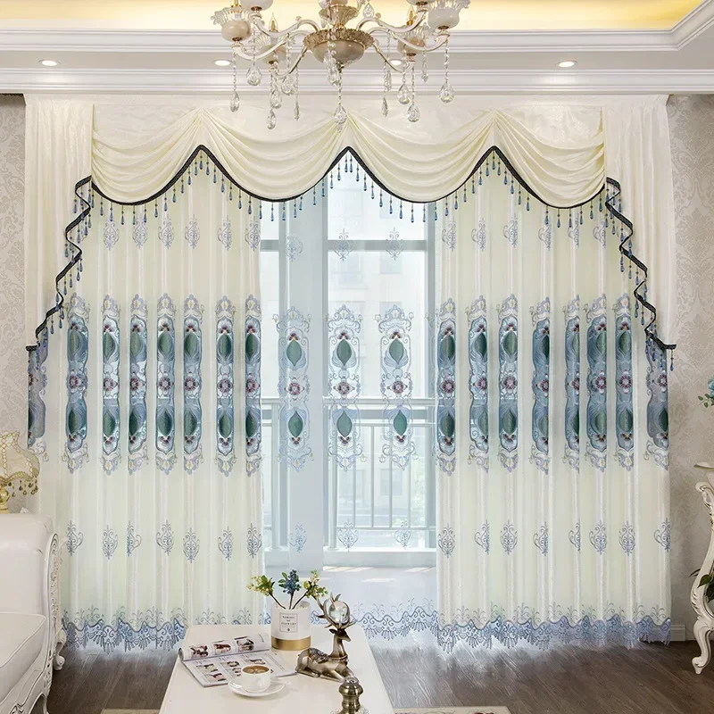 

Luxurious Romantic Curtains for Living Dining Room Bedroom European Blackout Finished Embroidered High Quality Window Drape