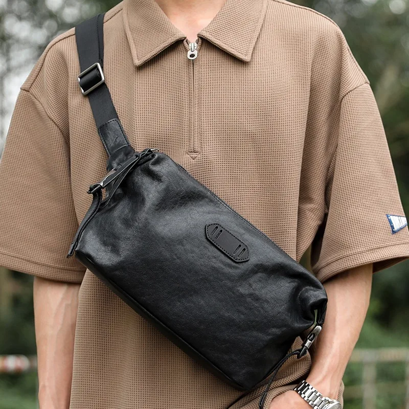 Нагрудная сумка Wmnuo из коровьей кожи для мужчин