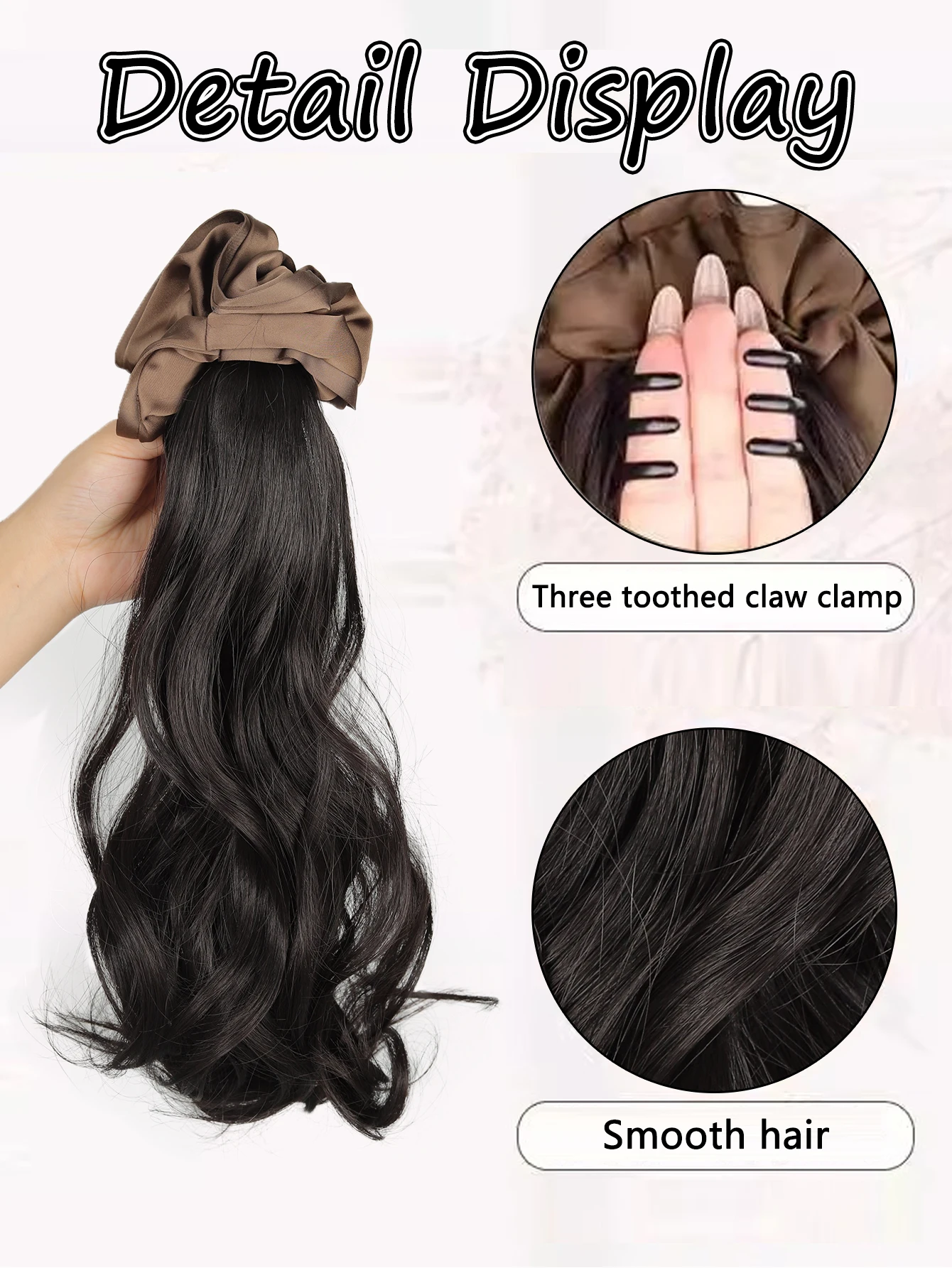 합성 포니테일, 합성 헤어 번 포니테일 헤어피스, 클로 클립 번 헤어 클립, 여성용 데일리 헤어 액세서리