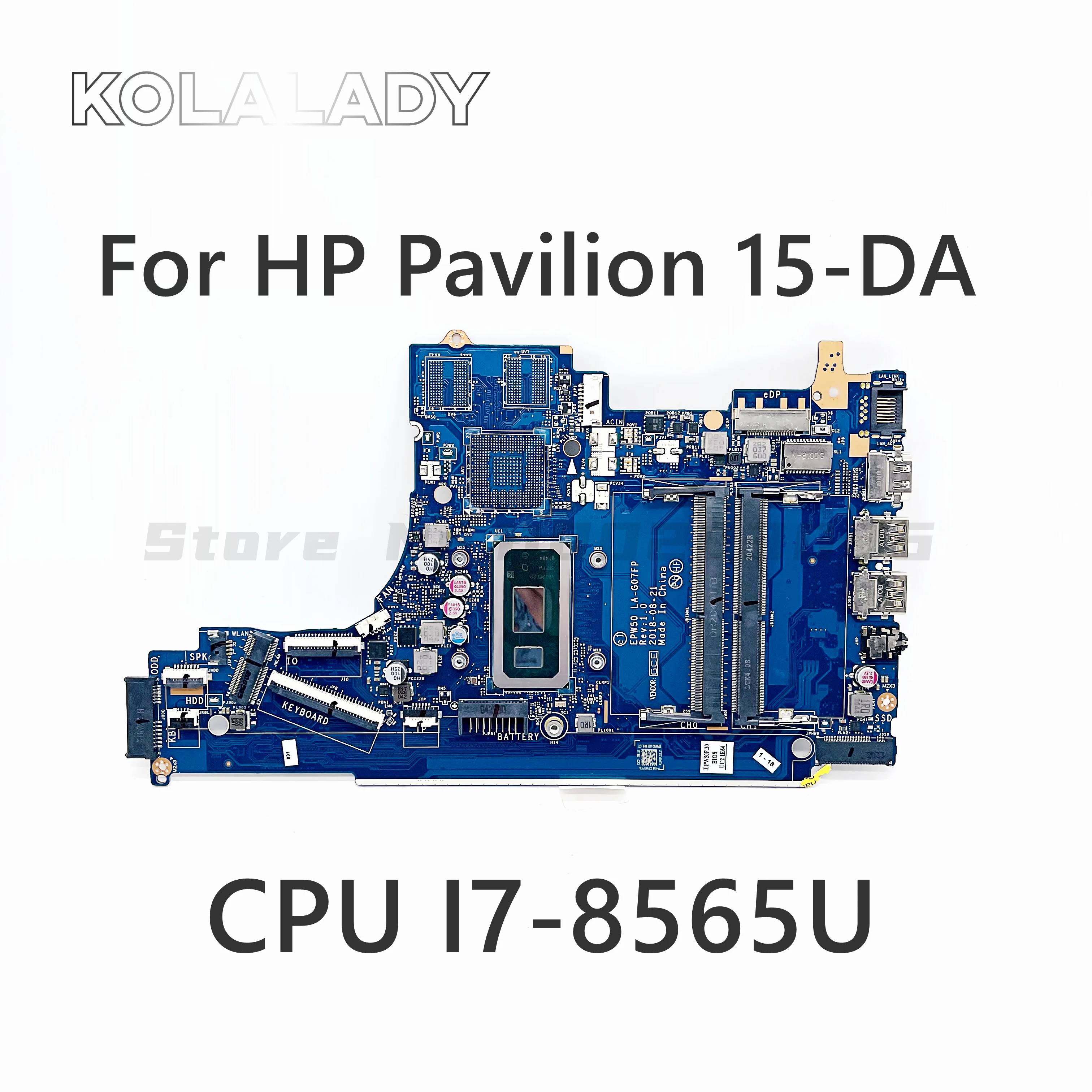

L52746-601 L52746-001 EPW50 LA-G07FP For HP Pavilion 256 250 G7 15-DA 15T-DA Laptop Motherboard With i7-8565U CPU DDR4 100% test