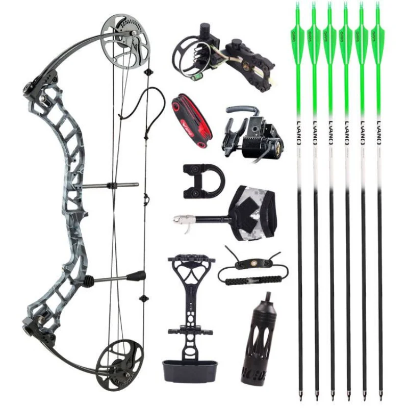 Kit de arco compuesto profesional para adultos, flechas de caza, tiro con  arco, camuflaje y negro, 30-70 libras - AliExpress
