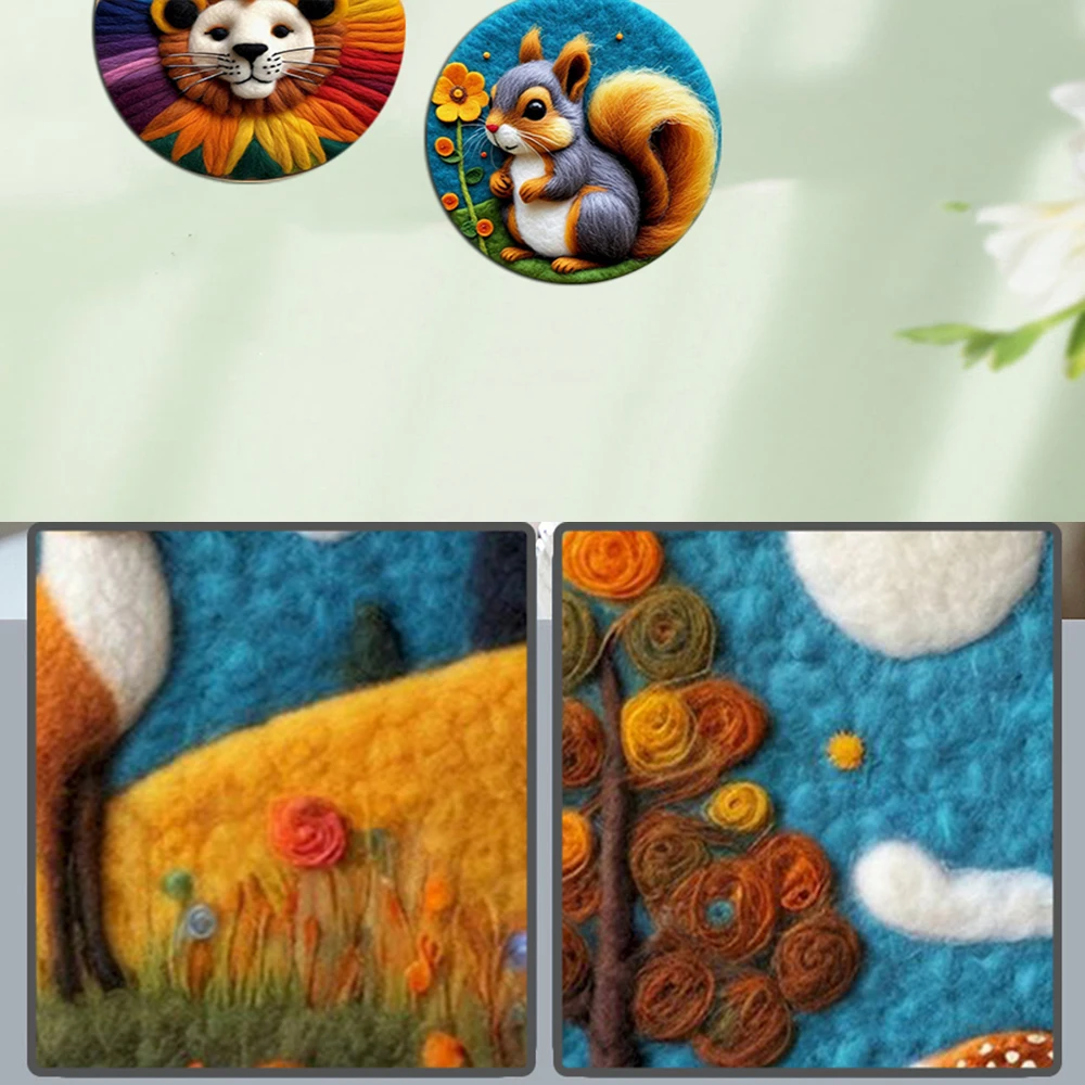 Wool Felting Kit Needle Felt Kit Needle Felting Wool Wool Felting Needles Needle Felting Mat CHENISTORY Wool Felting Package Animal Tiger And Wolf Needle Felting Painting With Frame Kit For Beginner Cat Wool Paint